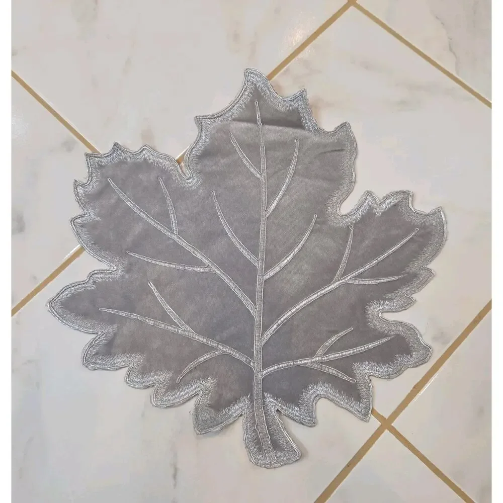 Evermaple Velvet Fall Leaf Shaped Placemats 15x15 Thanksgiving Set Multi